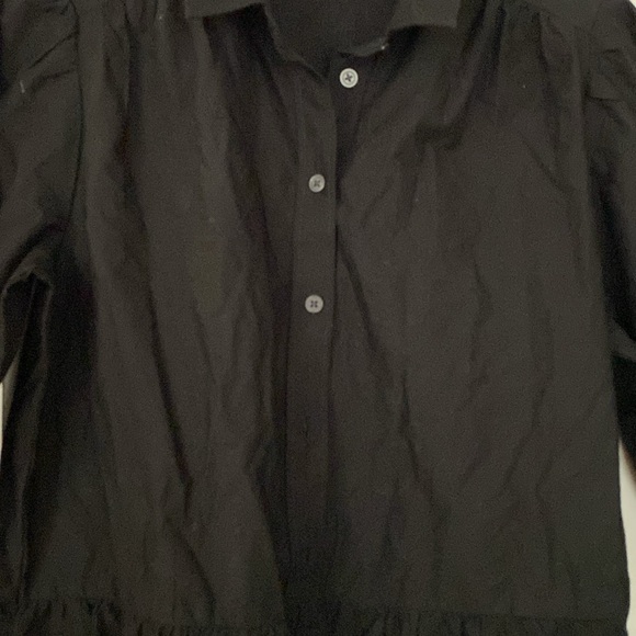 Gap Black Long Sleeve Shift Dress. Buttons to Waist. Cotton & Eyelet Bottom EC - Picture 10 of 11